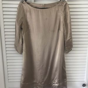 BCBG champagne hammered silk dress